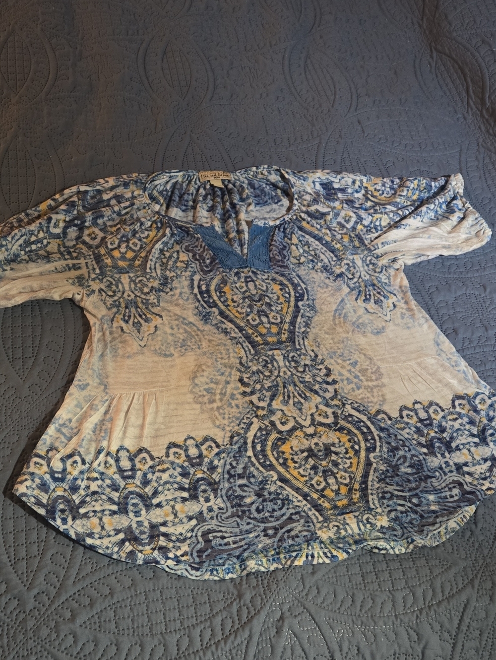 live and let live Blue and Cream Paisley Short Sleeve Tunic